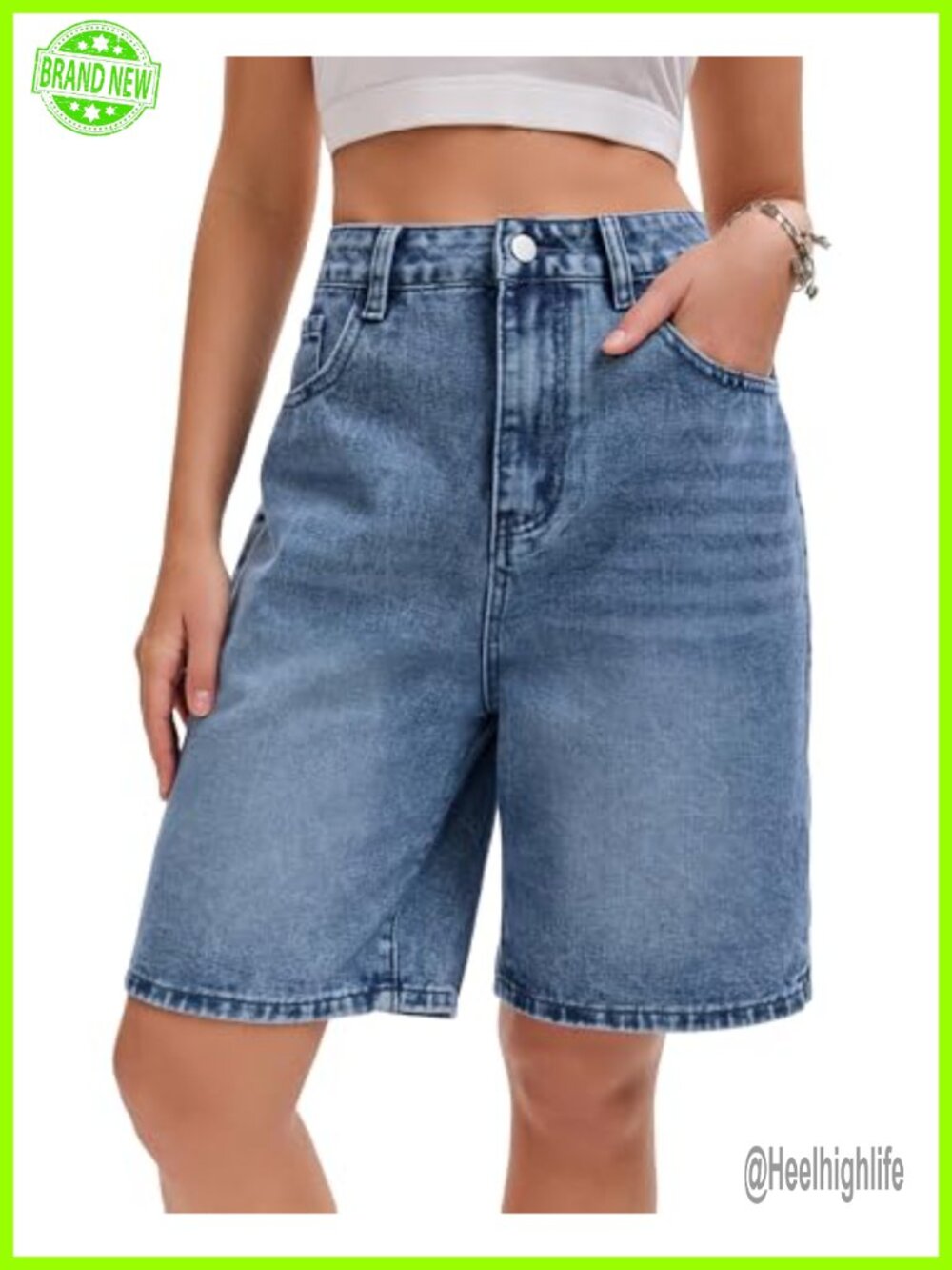 Women's High Waisted Wide Leg Y2K Denim Shorts Baggy Jorts